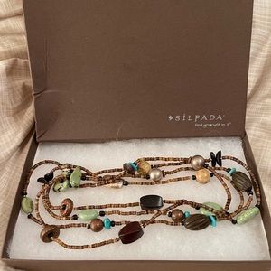 Genuine Silpada  extremely long multi stone and sterling silver necklace